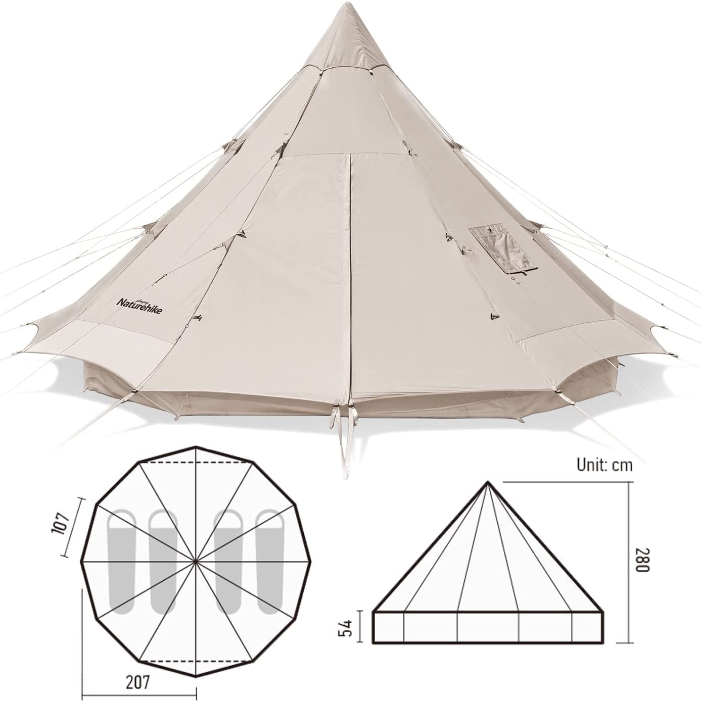 Naturehike ネイチャーハイク ワンポールテント ベルテント Amazon.co.jp: Naturehike公式ショップ ワンポールテント ベルテント 2